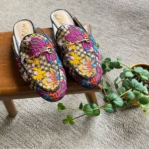 Sam Edelman Linnie Mules Slip Ons Floral Embroidered 8